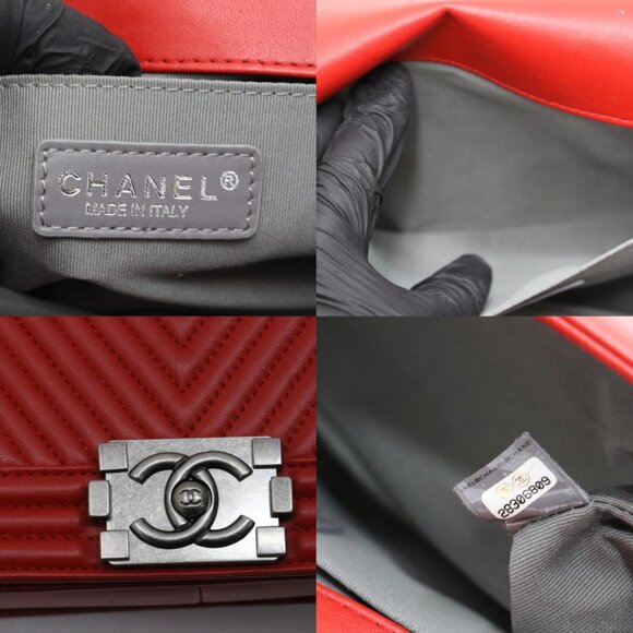 Chanel Medium Chevron Boy Bag - Red - Picture 15 of 16